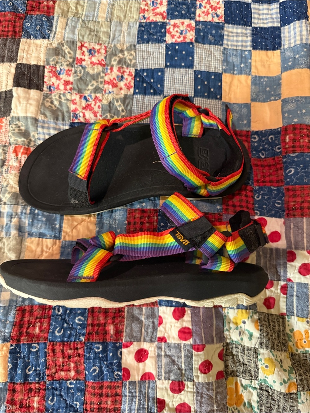 Teva Kids' Rainbow Strap Sandals - Black Footbed Size 4
